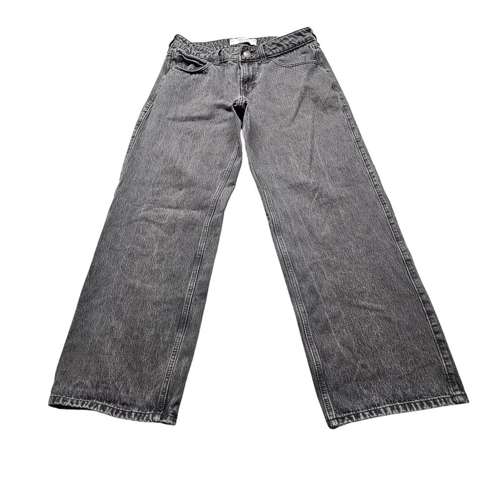 Hollister Low-Rise Baggy Jeans Womens 6R W28 Washed Black Denim Wide Leg Pants